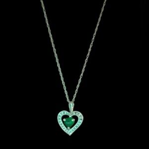 NWT Emerald Pendant STERLING SILVER Lab Created